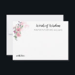 Pink Floral Rose Watercolor Bridal Shower Advice Card<br><div class="desc">Personalised Elegant Pink Floral Rose Watercolor Note Card</div>