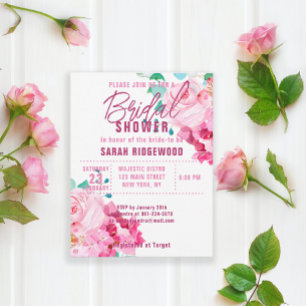 Pink Floral Roses Bouquets Bohemian Bridal Shower