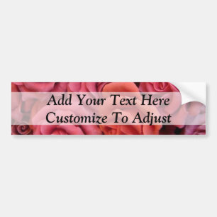 Pink floral roses bumper sticker