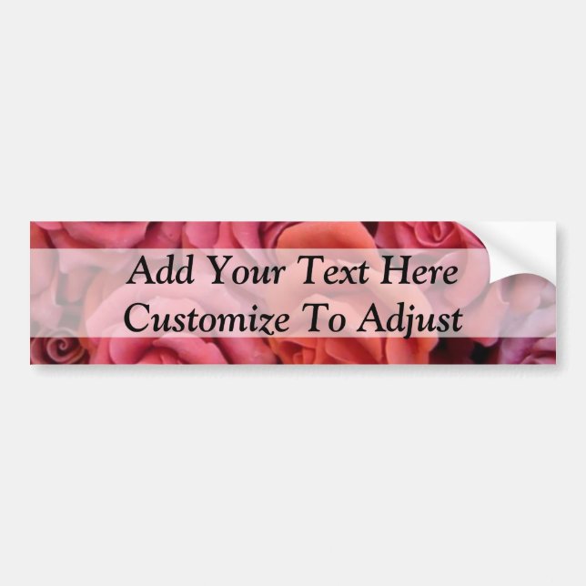 Pink floral roses bumper sticker (Front)