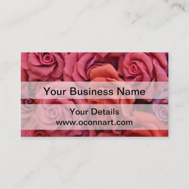 Pink floral roses business card (Front)