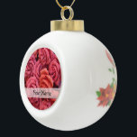 Pink floral roses ceramic ball christmas ornament<br><div class="desc">Pretty feminine pink girly floral rose flower bouquet,  personalise with your name or text to the templates or find matching products in the  PATTERNZSTORE.</div>