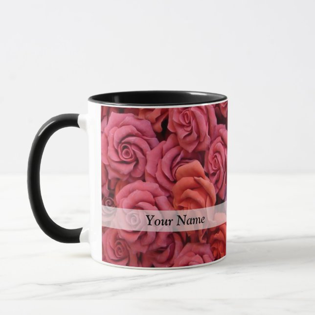 Pink floral roses mug (Left)