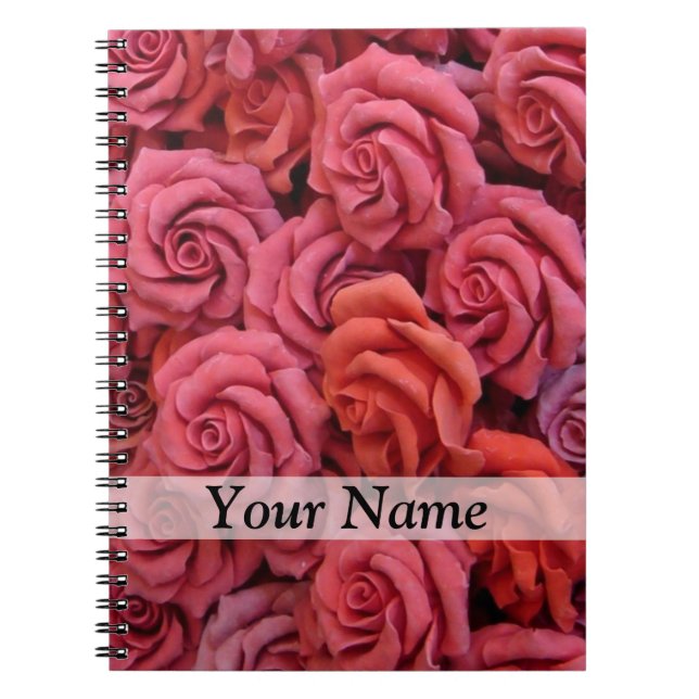 Pink floral roses spiral notebook (Front)