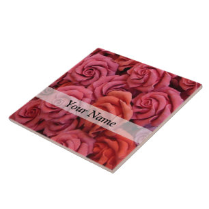 Pink floral roses tile