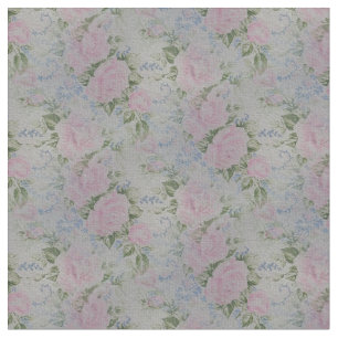 Pink Floral Roses Vintage Fabric