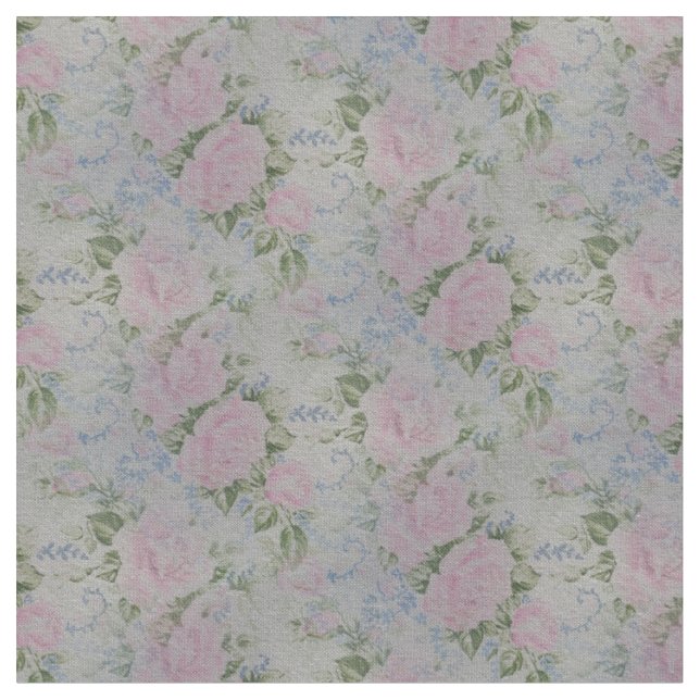 Pink Floral Roses Vintage Fabric (Close Up)