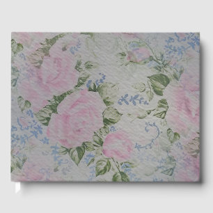 Pink Floral Roses Vintage Guest Book
