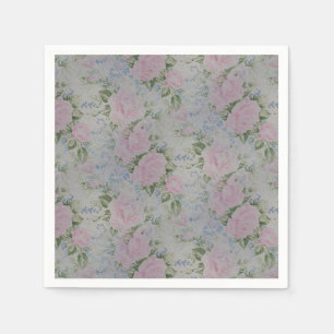 Pink Floral Roses Vintage Napkin