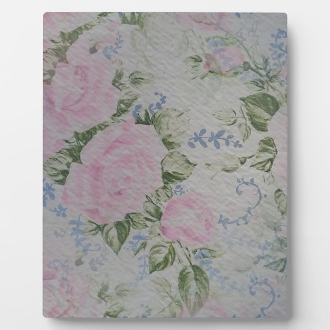 Pink Floral Roses Vintage Plaque (Front)