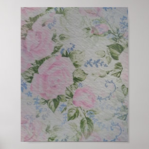 Pink Floral Roses Vintage Poster