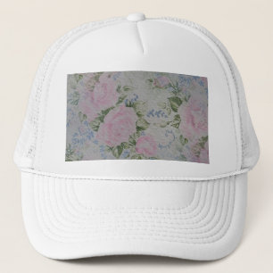 Pink Floral Roses Vintage Trucker Hat