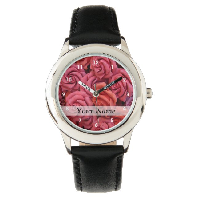 Pink floral roses watch (Front)