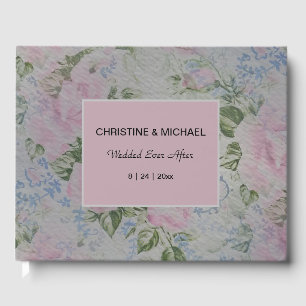 Pink Floral Roses Wedding Vintage Guest Book