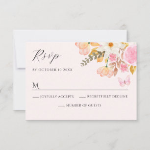 Pink floral  RSVP card