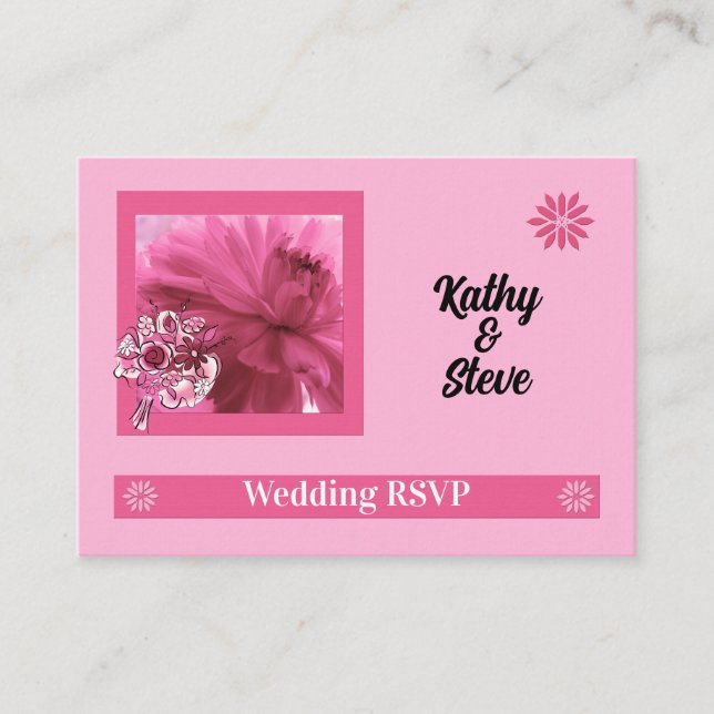 Pink Floral RSVP Mini Response Enclosure Card (Front)