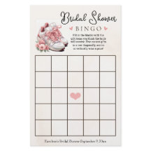 Pink Floral Runner Themed Bridal Shower Bingo Game