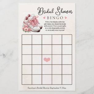 Pink Floral Runner Themed Bridal Shower Bingo Game