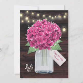 Pink Floral Rustic Birthday Card for Sister