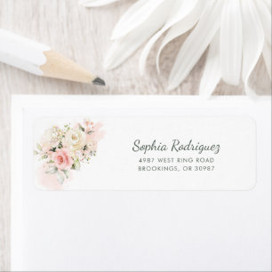 Pink Floral Rustic Script Return Address