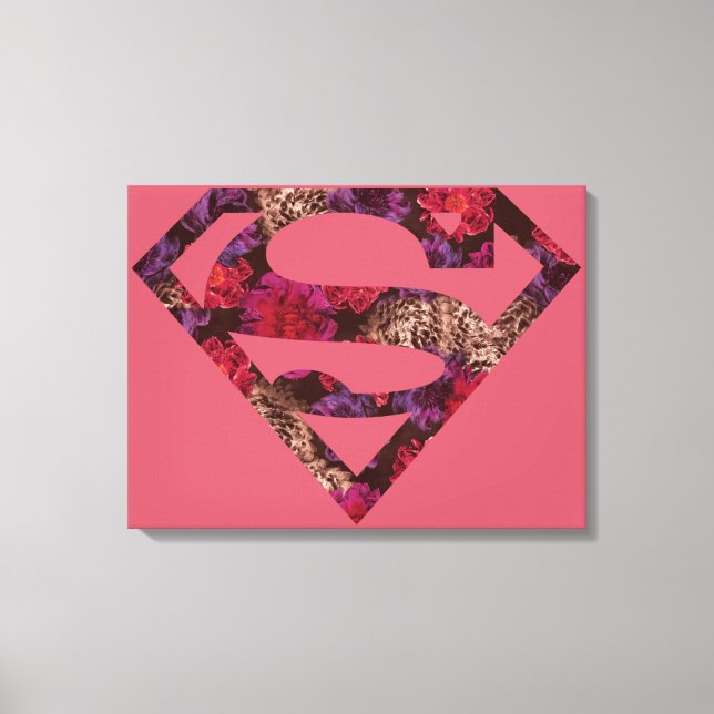 Pink Floral S-Shield Canvas Print (Front)