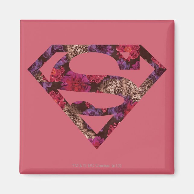 Pink Floral S-Shield Magnet (Front)