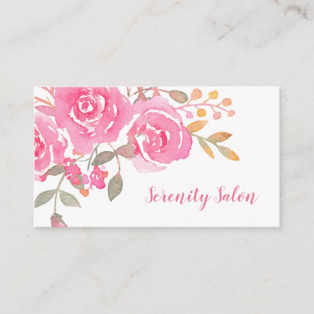 Pink Floral Salon Appointment Card (Front)