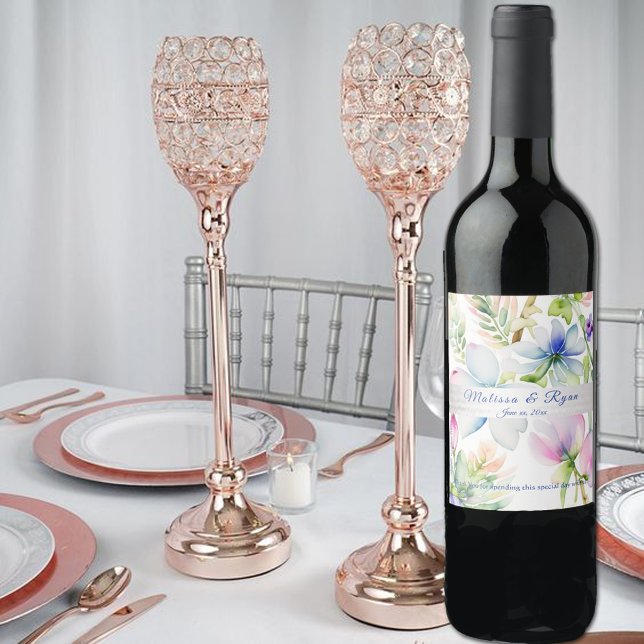 Pink Floral Satin Silk Ribbon Wine Label (Creator Uploaded)