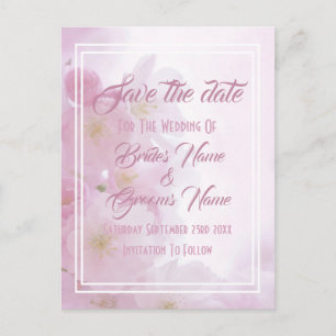 Pink floral save the date announcement postcard