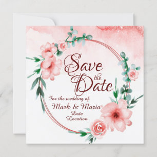 Pink floral Save the date Invitation