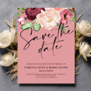 Pink floral Save the date Invitation