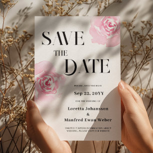 Pink Floral Save the date Invitation