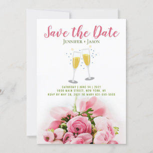 Pink Floral Save the Date Postcard Template