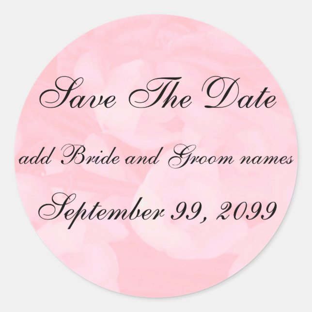 Pink Floral Save The Date Reminders Classic Round Sticker (Front)