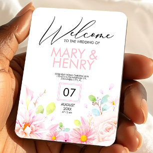 Pink Floral Save the Date Wedding Keepsake Fridge Magnet