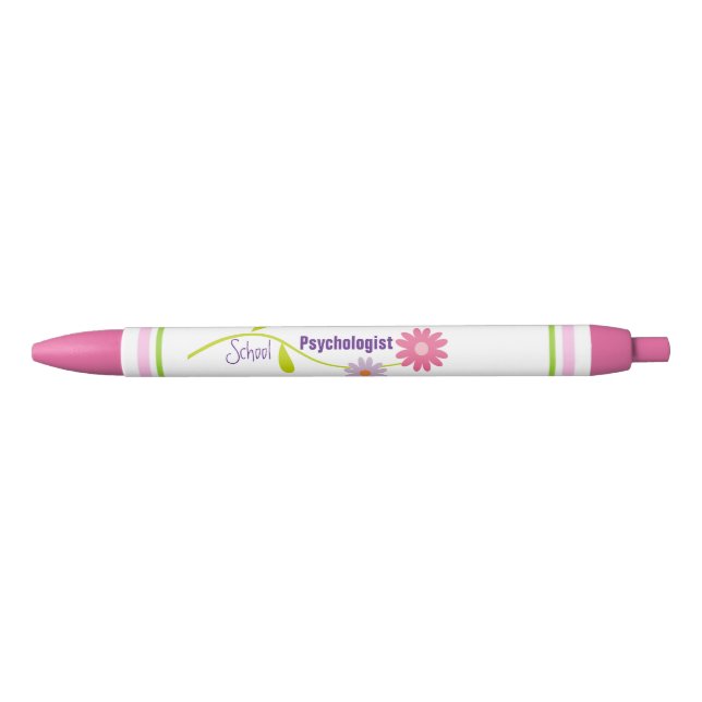 Pink Floral School Psychologist Pen (Front)