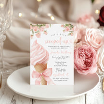 Pink Floral Scooped Up Ice Cream Bridal Shower