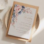 Pink Floral Script 80th Birthday Party<br><div class="desc">Announce and celebrate the upcoming birthday with our modern pastel pink indigo blue watercolor floral budget invitation. Featuring beautiful botanical watercolor bloom. Simply personalise with your party details by clicking the customise it button to further re-arrange and format the style and placement of the text. The reverse of this invitation...</div>