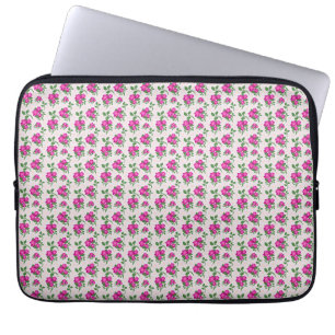 Pink Floral Seamless Pattern Elegant Watercolor Laptop Sleeve