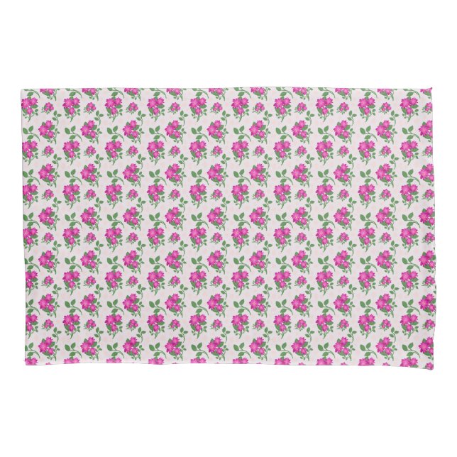 Pink Floral Seamless Pattern | Elegant Watercolor  Pillowcase (Front)