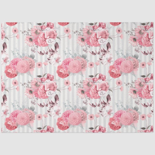 Pink Floral Series Design 10 Tissue Paper (Front)