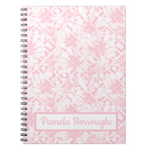 Pink Floral Shabby Chic Flowers Vintage Botanical Notebook
