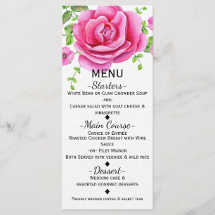 Pink Floral Shabby Chic Menu Card