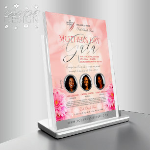 Pink Floral & Silver Mother's Day Gala Church Flyer