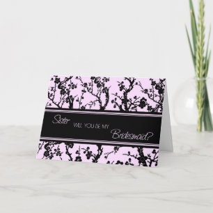 Pink  Floral Sister Bridesmaid Invitation Card