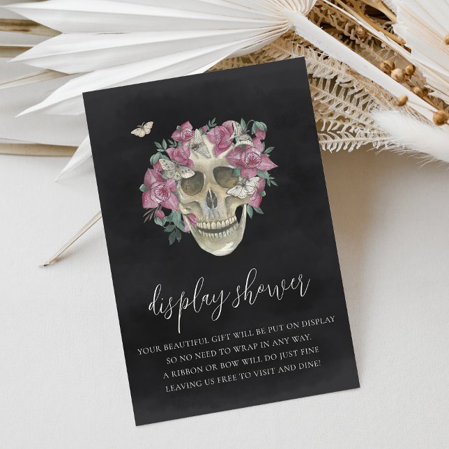Pink Floral Skull Halloween Display Shower Enclosure Card (Creator Uploaded)