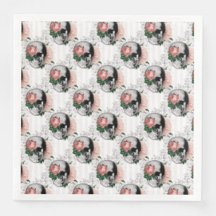 Pink Floral Skull Series Design 2 Napkin