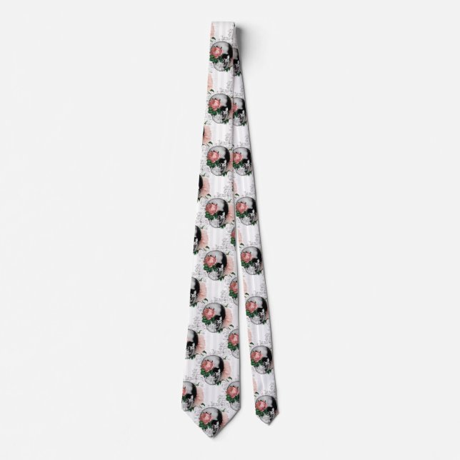 Pink Floral Skull Series Design 2   Tie (Front)