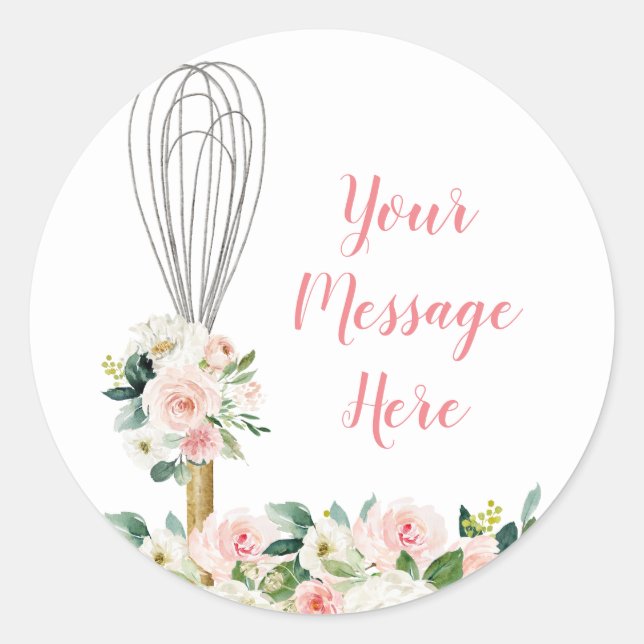 Pink Floral Soon to be Whisked Away Bridal Shower Classic Round Sticker (Front)
