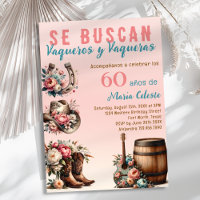 Pink Floral Spanish Western Cowboy 60th Birthday